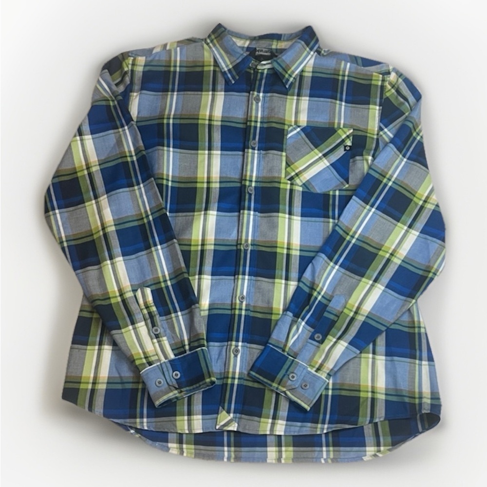 Marmot Blue and Green Plaid Long Sleeve Shirt sz XL